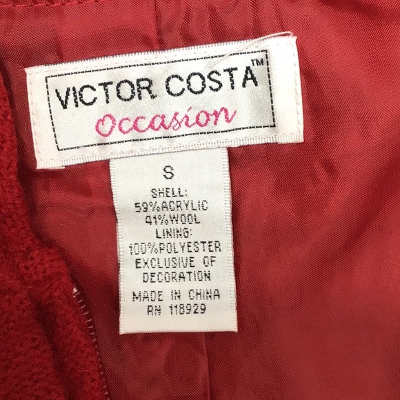 Victor Costa red embroidered zip front jacket S - Picture 7 of 11